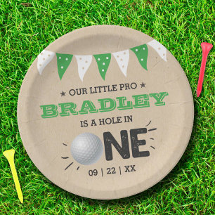 Hole In One Boys Golf 1st Birthday Par-tee Paper Plate