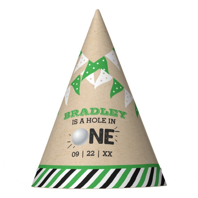 Hole In One Boys Golf 1st Birthday Par-tee Party Hat (Front)