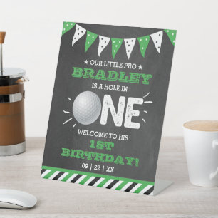Hole In One Boys Golf 1st Birthday Par-tee Welcome Pedestal Sign
