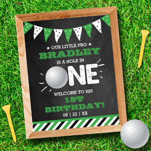 Hole In One Boys Golf 1st Birthday Par-tee Welcome Poster
