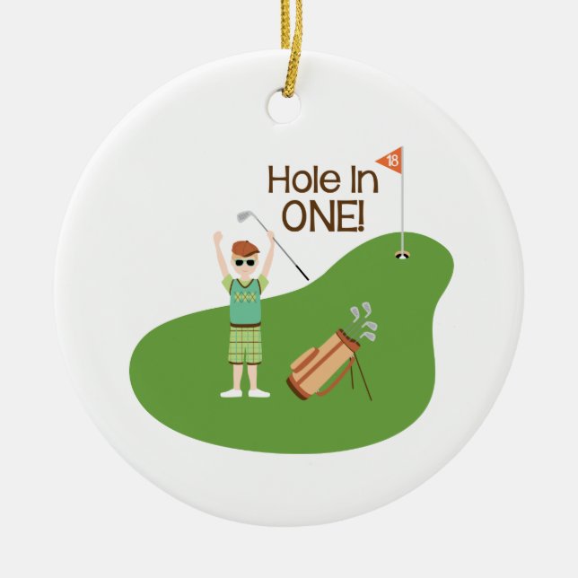 Hole In One Ceramic Tree Decoration (Front)