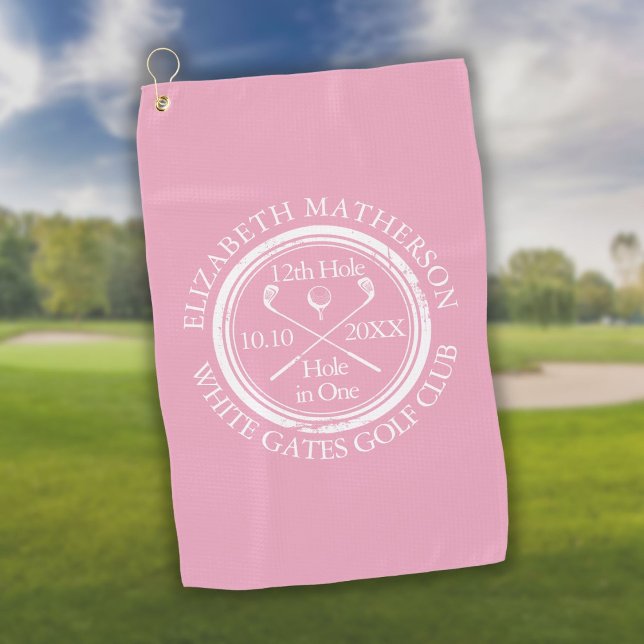 Hole in One Classic Elegant Pink Golf Towel (Creator Uploaded)