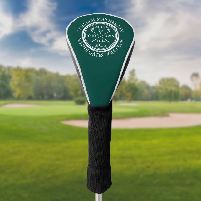 Hole in One Classic Emerald Green Personalised Golf Head Cover (Creator Uploaded)