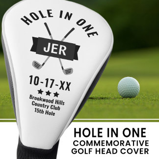 Hole in One Classic Golfer Custom Black & White Golf Head Cover