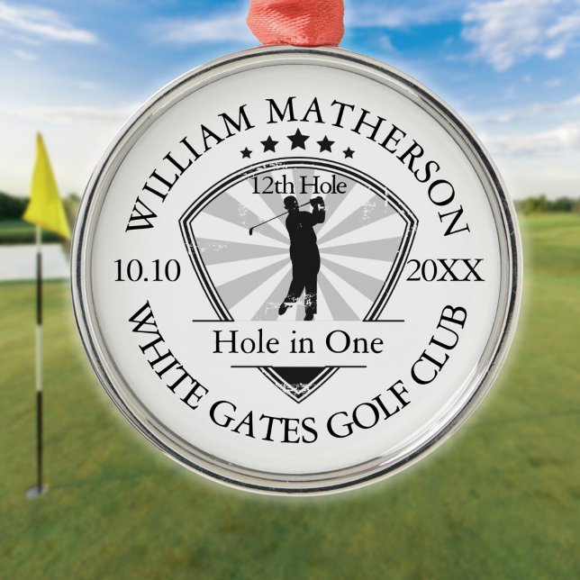 Hole in One Classic Personalised Golf Metal Tree Decoration (Hole in One Classic Personalised Golf Metal Ornament)