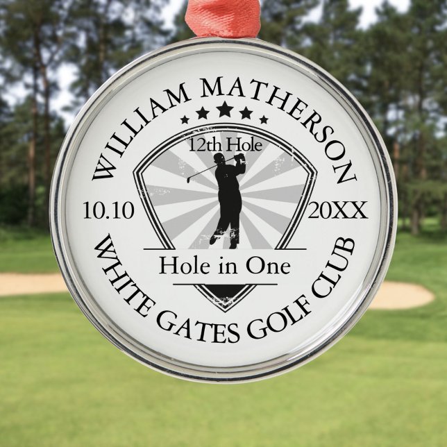 Hole in One Classic Personalised Golf Metal Tree Decoration (Hole in One Classic Personalised Golf Metal Ornament)