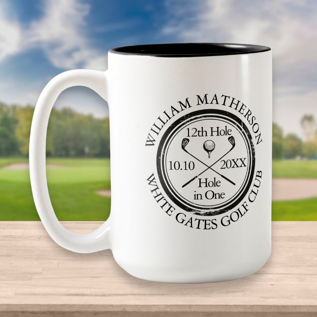 Hole in One Classic Personalised Golf Two-Tone Coffee Mug (Creator Uploaded)