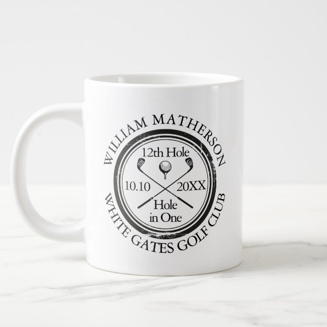 Hole in One Classic Personalized Golf Large Coffee Mug (Left)