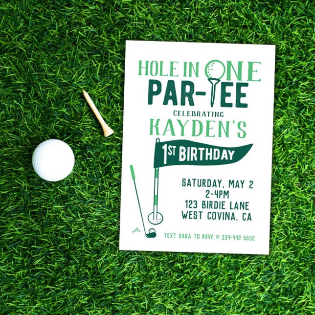 Hole in One Doodle Golf First Birthday Invitation (Creator Uploaded)