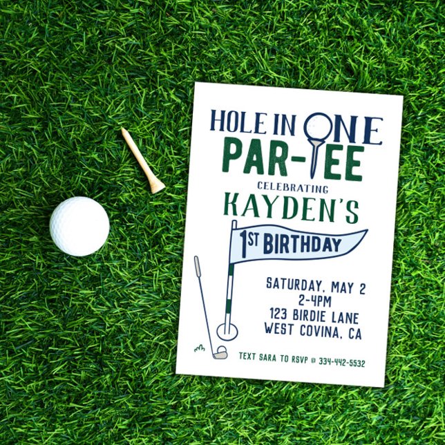 Hole in One Doodle Golf First Birthday Invitation (Creator Uploaded)