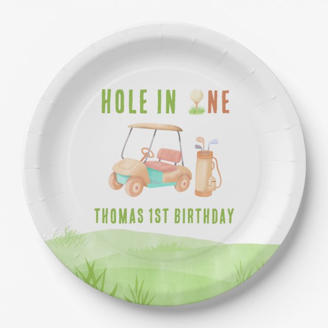Hole In One First Birthday Party Paper Plate (Front)