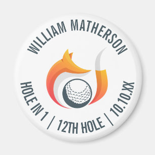 Hole in One Fox And Golf Ball Personalised Magnet
