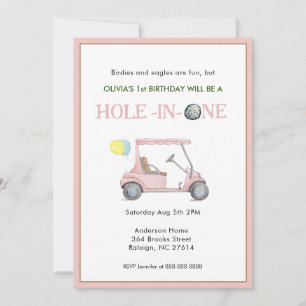 Hole in One Girl 1st Birthday Party Invitation