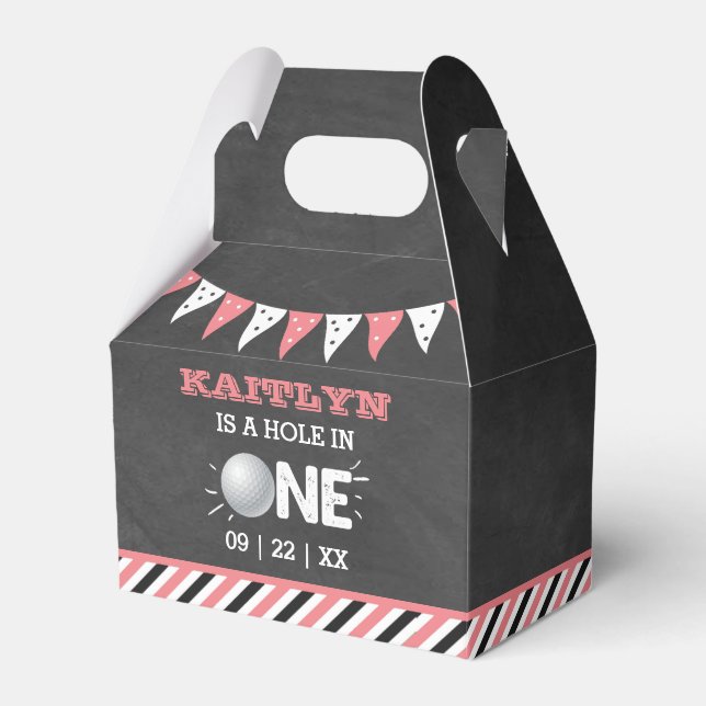 Hole In One Girls Golf 1st Birthday Par-tee Favour Box (Front Side)