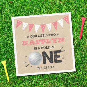 Hole In One Girls Golf 1st Birthday Par-tee Napkin