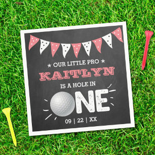 Hole In One Girls Golf 1st Birthday Par-tee Napkin