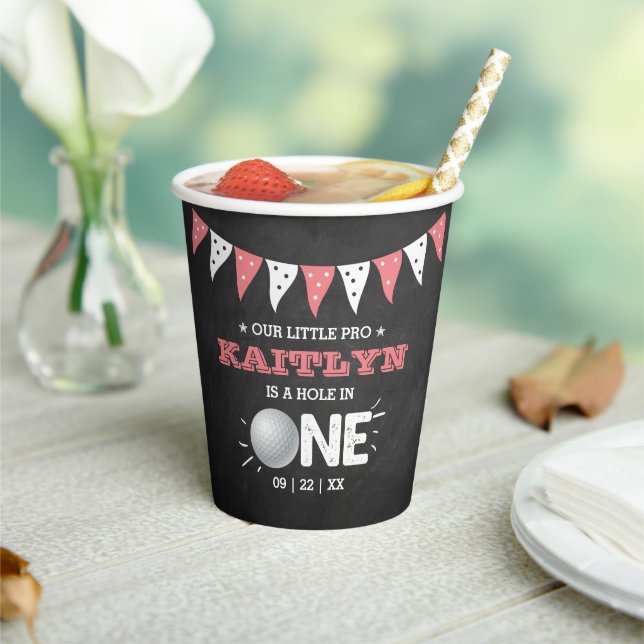 Hole In One Girls Golf 1st Birthday Par-tee Paper Cups (Insitu)