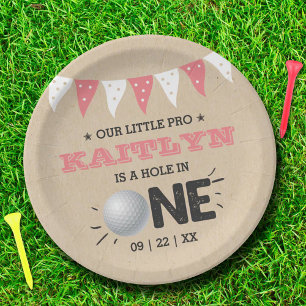 Hole In One Girls Golf 1st Birthday Par-tee Paper Plate
