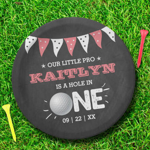 Hole In One Girls Golf 1st Birthday Par-tee Paper Plate