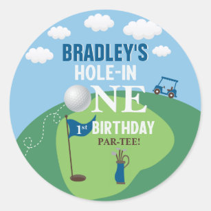 Hole In One Golf 1st Birthday Classic Round Sticker