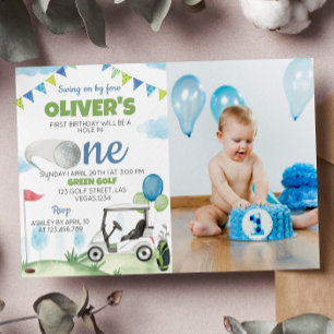 Hole In One Golf 1st Birthday Invitation