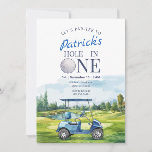 Hole In One Golf 1st Birthday Invitation