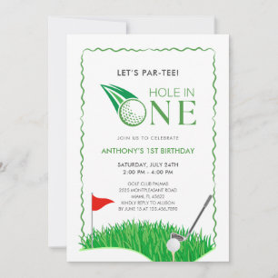 Hole In One Golf 1st Birthday Invitation