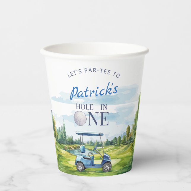Hole In One Golf 1st Birthday  Paper Cups (Front)