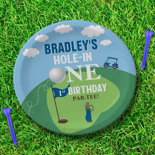 Hole In One Golf 1st Birthday Paper Plate (Creator Uploaded)