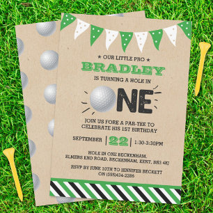 Hole In One   Golf 1st Birthday Par-tee Invitation