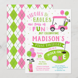 Hole In One Golf 1st Birthday Par-Tee Invitations