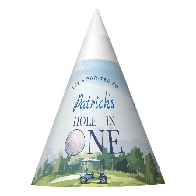 Hole In One Golf 1st Birthday  Party Hat (Front)