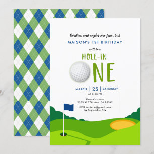 Hole In One Golf 1st Birthday Party Invitation