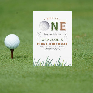 Hole-in-One Golf 1st Birthday Party Invitation