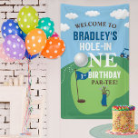 Hole In One Golf 1st Birthday Welcome Banner<br><div class="desc">Celebrate in style with this fun and very trendy 1st birthday party welcome banner. The design is easy to personalise with your special event wording and your guests will be thrilled when they see this fabulous banner. Matching party items can be found in the collection.</div>
