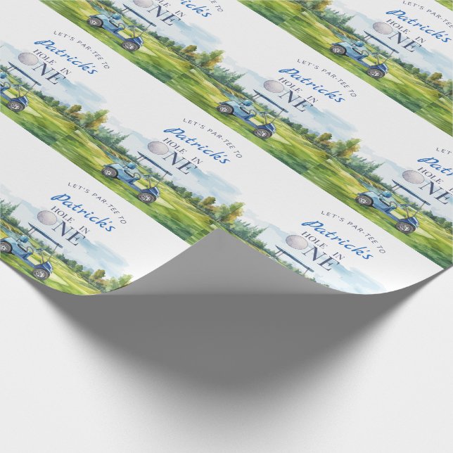 Hole In One Golf 1st Birthday  Wrapping Paper (Corner)