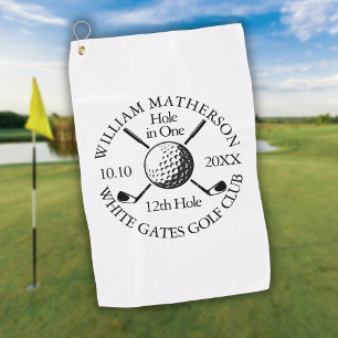 Hole in One Golf Ball And Clubs Personalised Towel