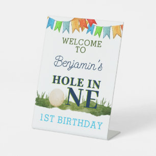 Hole in One Golf Birthday Par-Tee 1st Birthday  Pedestal Sign