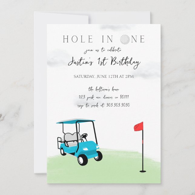 Hole in One Golf Birthday Party Invitation (Front)
