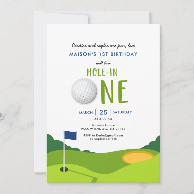 Hole In One Golf Birthday Party Invitation (Front)