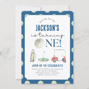 Hole In One Golf Boy 1st Birthday Invitation