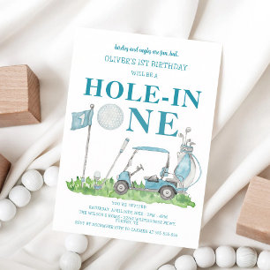 Hole In One Golf Boy 1st Birthday Invitation