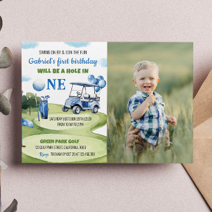 Hole In One Golf Boy 1st Birthday Invitation
