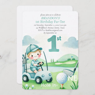 Hole in One Golf Boy 1st Birthday Par-Tee Invitation