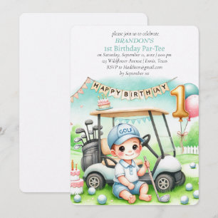 Hole in One Golf Boy 1st Birthday Par-Tee Invitation