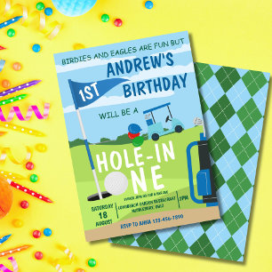 Hole In One Golf Boy  1st Birthday Par-Tee  Invitation
