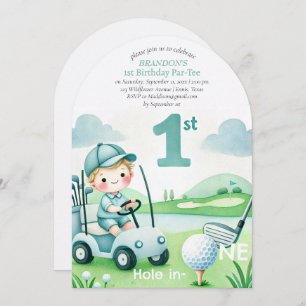 Hole in One Golf Boy 1st Birthday Par-Tee Invitation