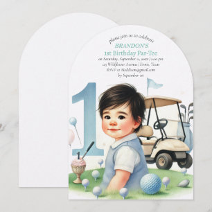 Hole in One Golf Boy 1st Birthday Par-Tee Invitation