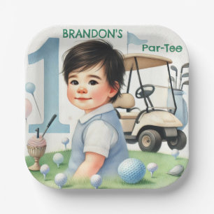 Hole in One Golf Boy 1st Par-tee Birthday Paper Plate