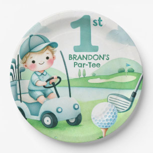 Hole in One Golf Boy 1st Par-tee Birthday Paper Plate